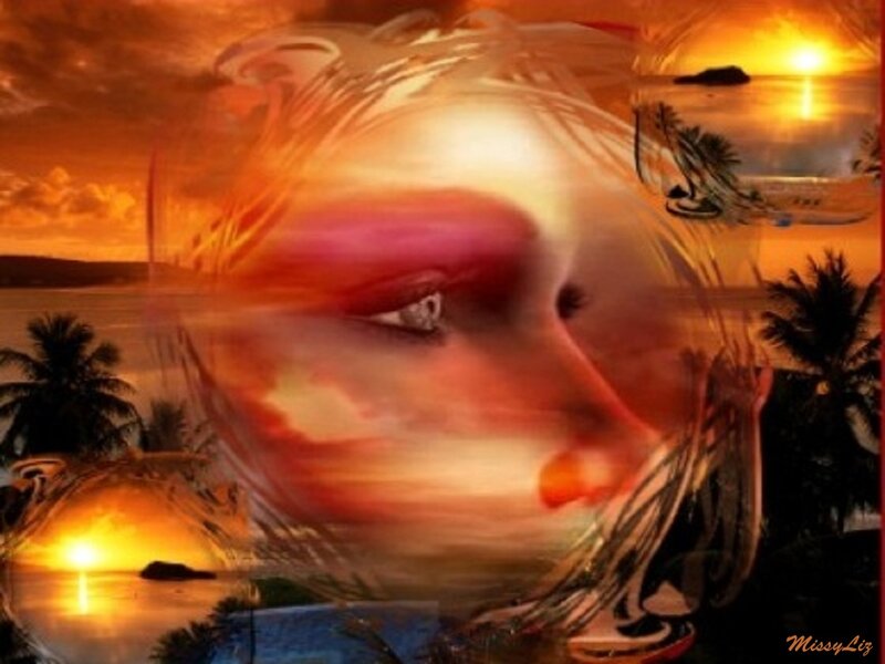 Woman's Face in Sunset — Orange