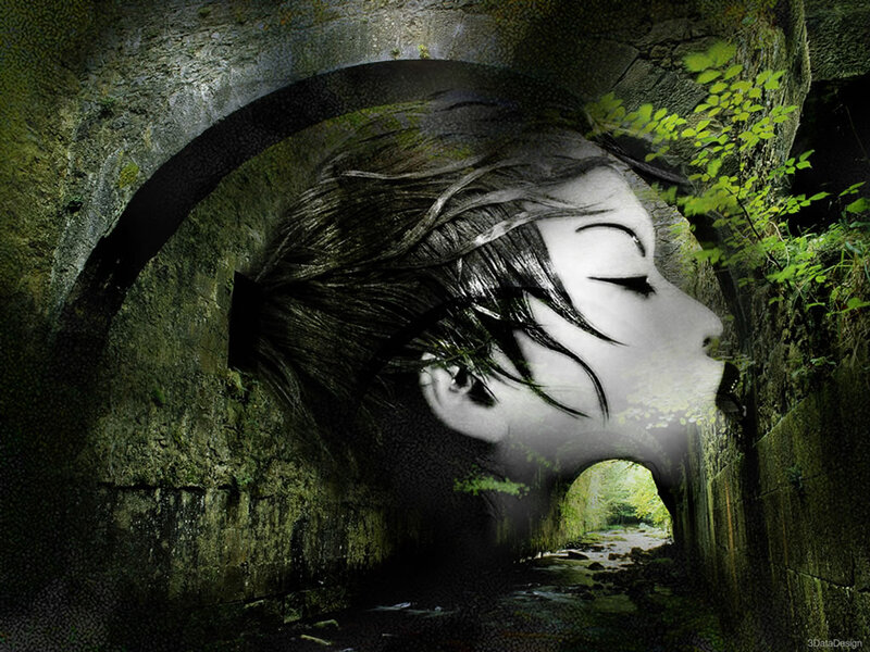 Woman's Face in Tunnel