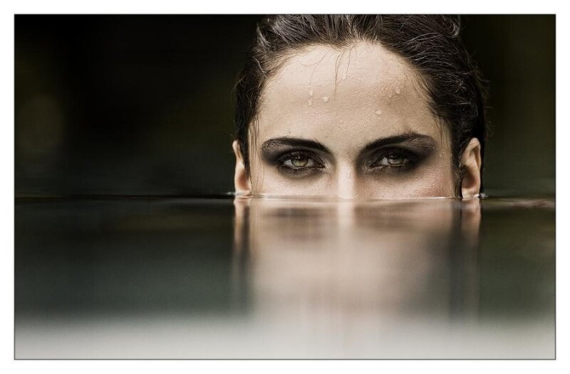 woman's face in water