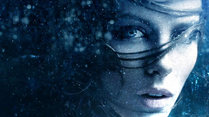 Woman's Face in Water — Blue, Dramatic, Photograph