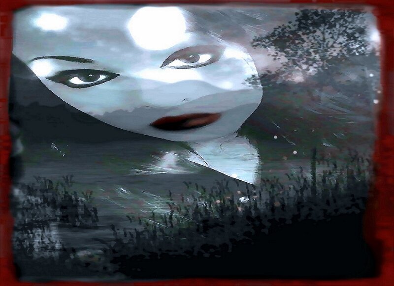 Woman's Face in Water — Gray, Dark