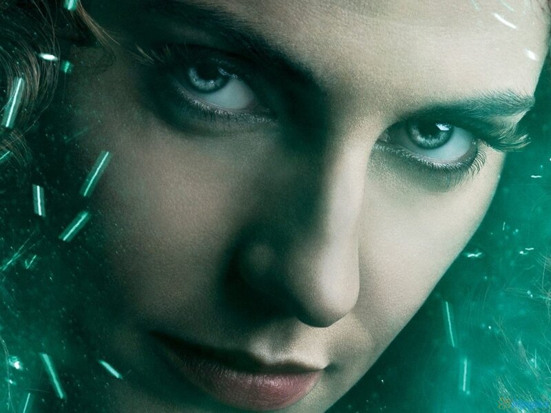 Woman's Face in Water — Green, Dramatic, Photograph