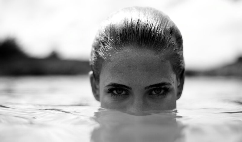 woman's face in water