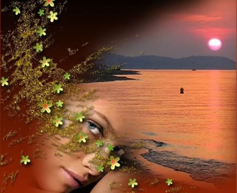 Woman's Face on Beach — Orange