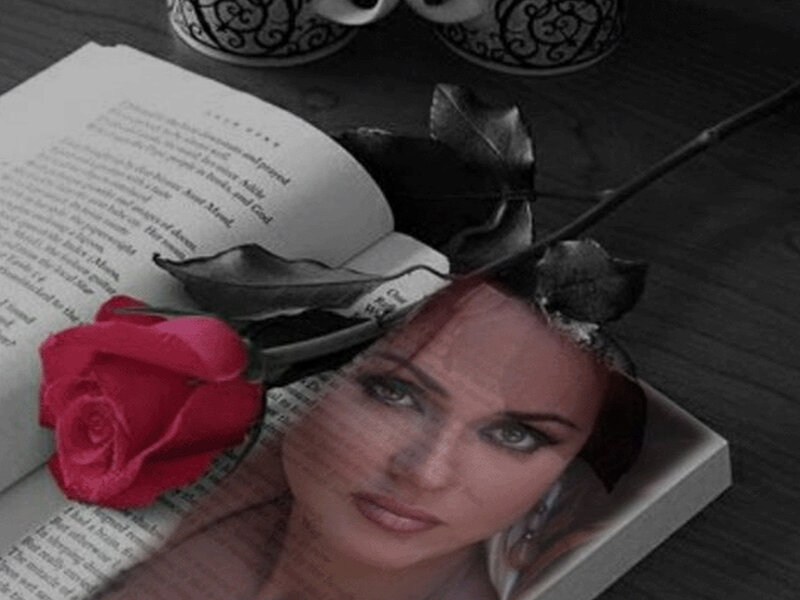 Woman's Face on Book