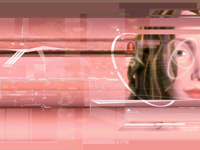 Woman's Face on Digital Interface