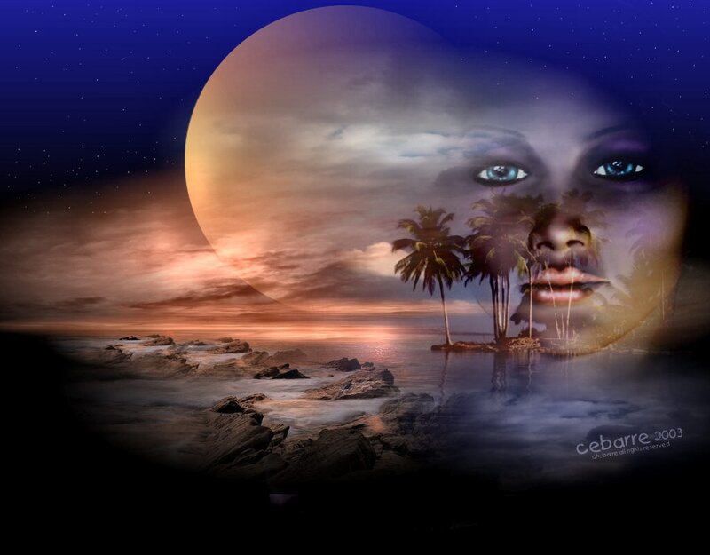 Woman's Face on Island