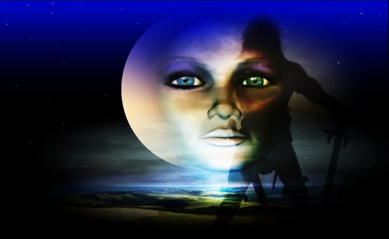 Woman's Face on Moon