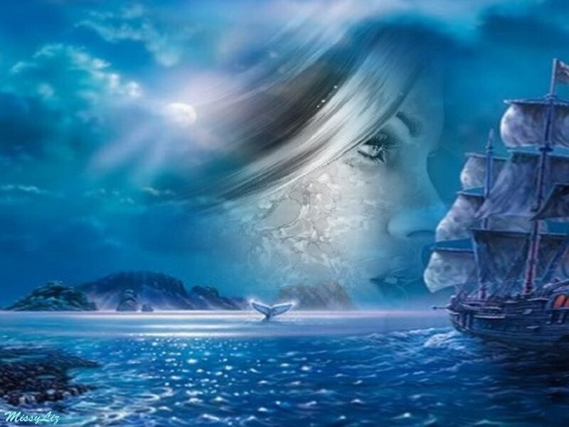 Woman's Face on Ocean