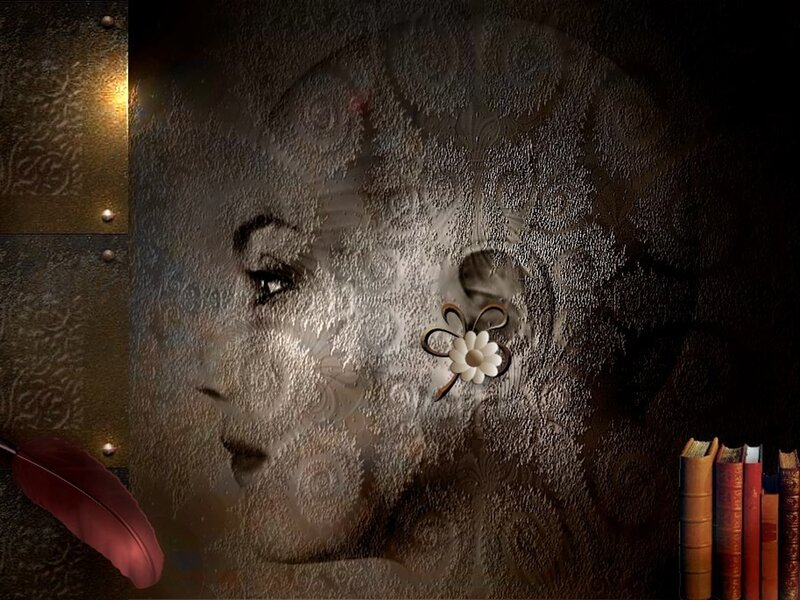 Woman's Face on Textured Wall
