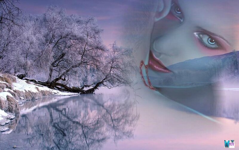 Woman's Face over River