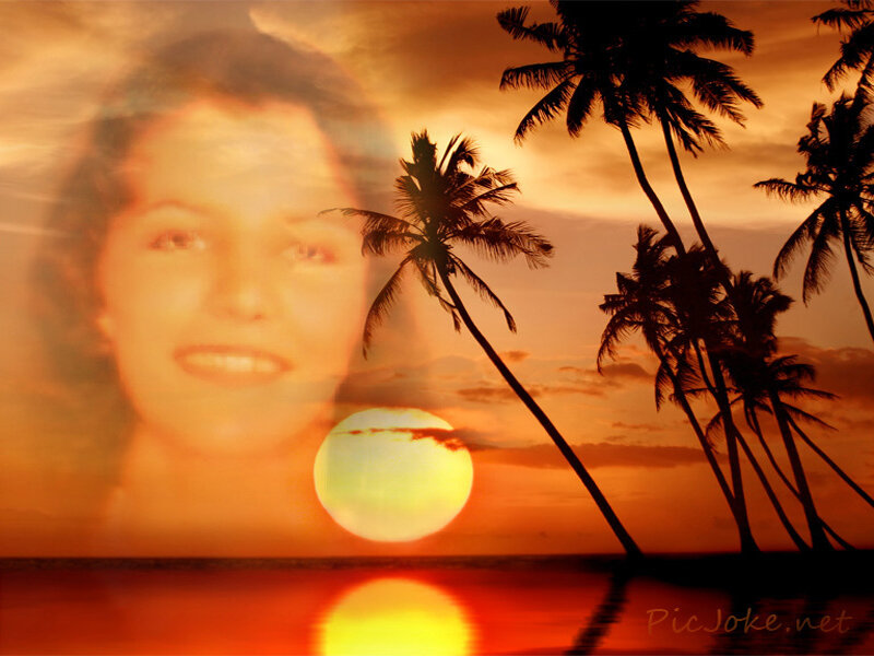 Woman's Face over Sunset