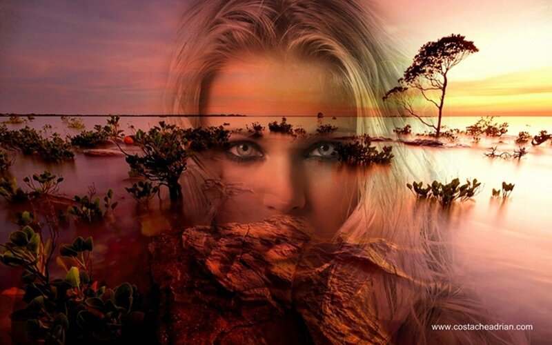 Woman's Face Overlay — Orange, Dramatic