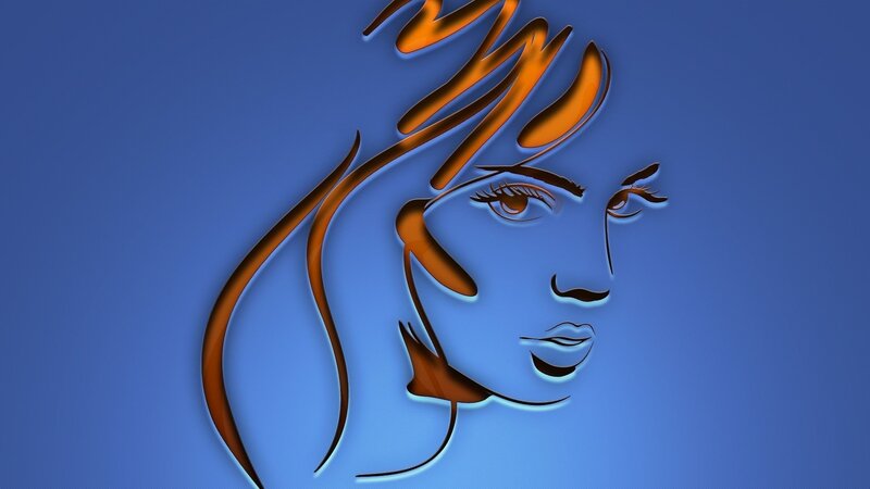 Woman's Face Profile — Blue