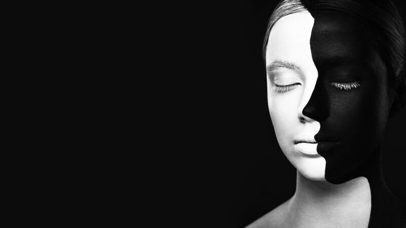 Woman's Face Split Black and White