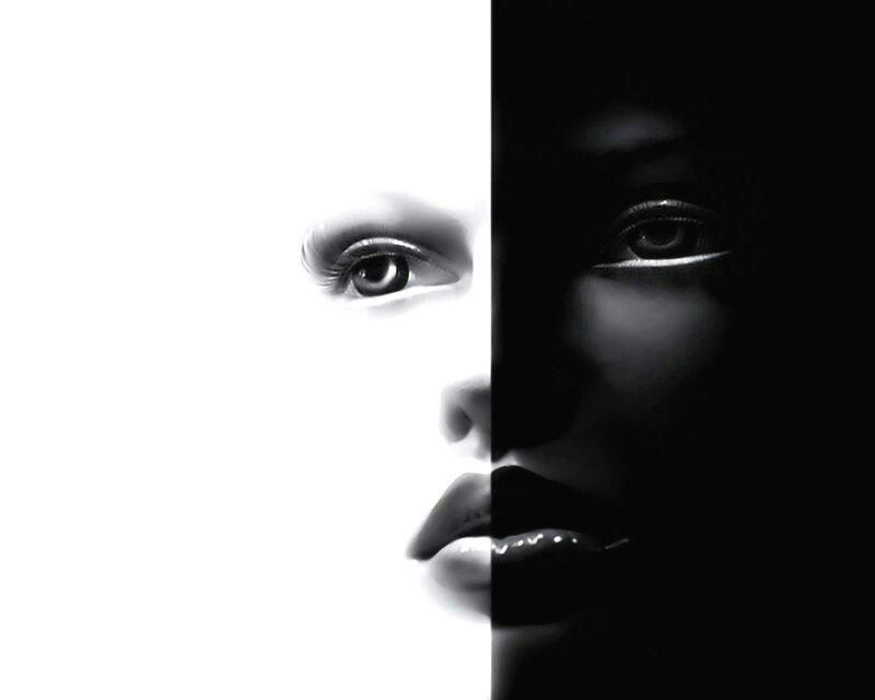 Woman's Face Split — Black