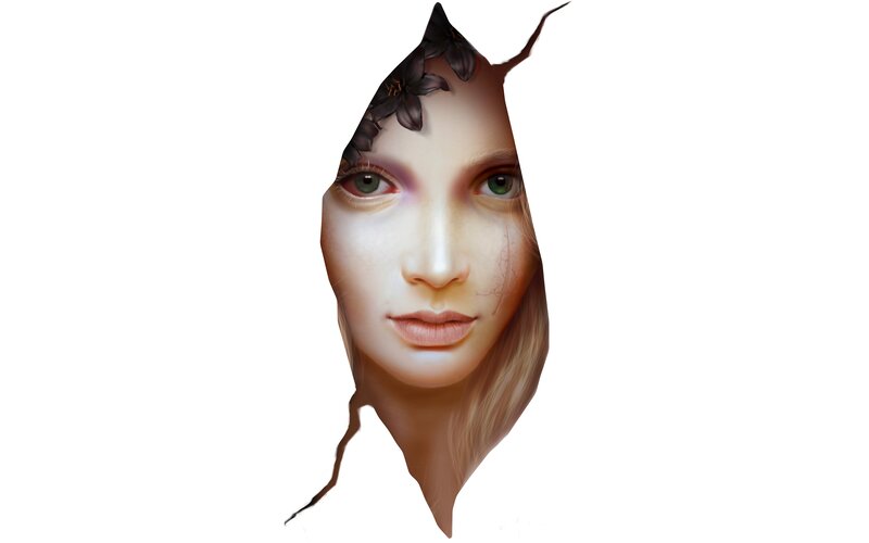 Woman's Face Through Crack