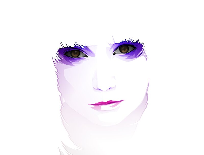 Woman's Face — White, Minimalist, Digital Art