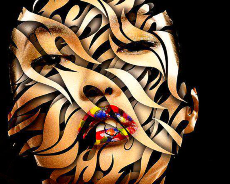 Woman's Face with Abstract Design
