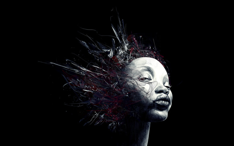 Woman's Face with Abstract Hair