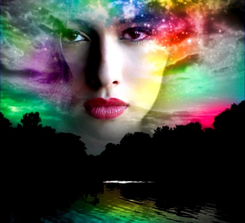 Woman's Face with Aurora