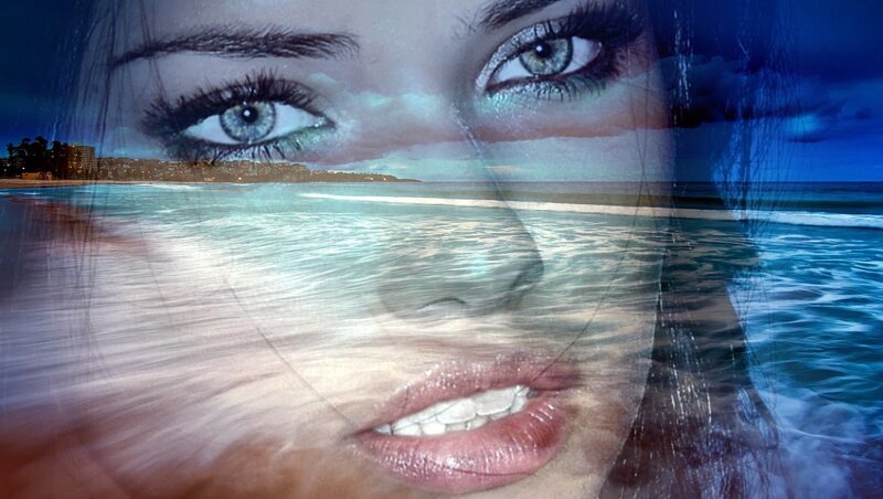 Woman's Face with Beach