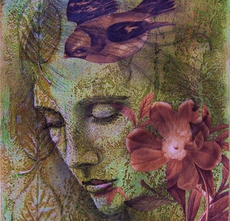 Woman's Face with Bird