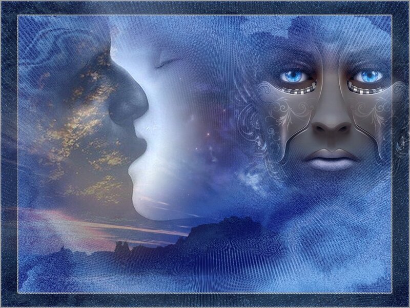 Woman's Face with Blue Eyes