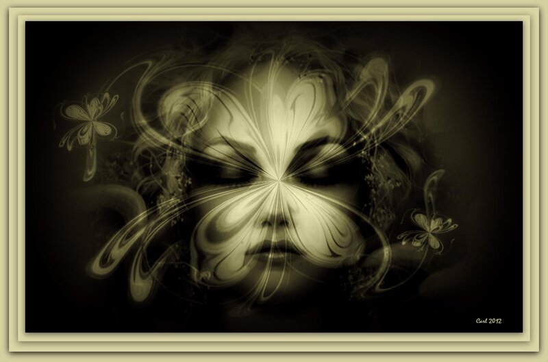 Woman's Face with Butterfly — Black