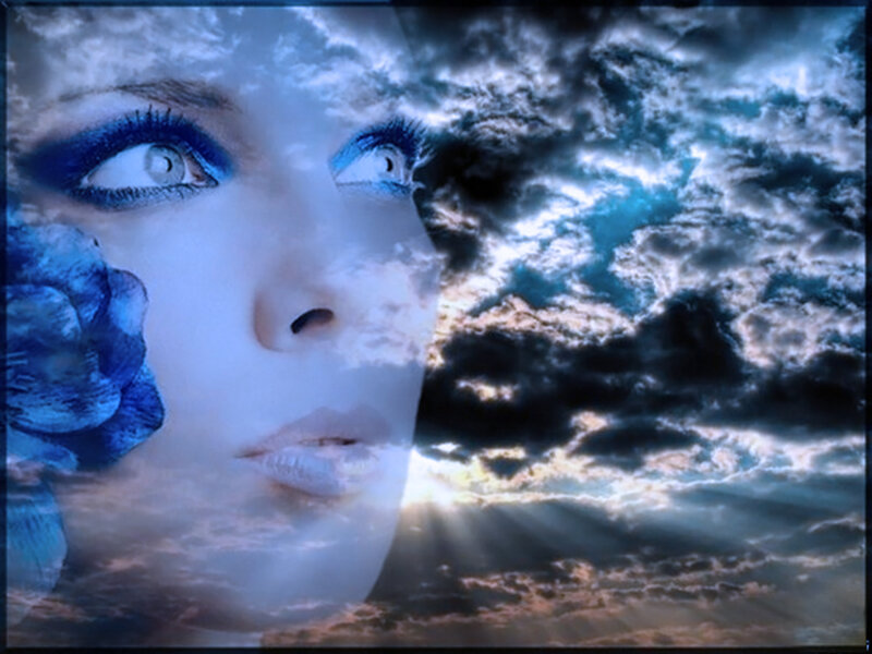 Woman's Face with Clouds