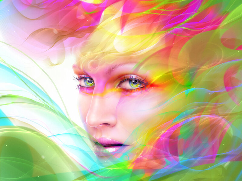 Woman's Face with Colorful Aura