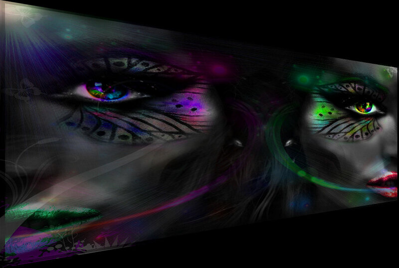 Woman's Face with Colorful Makeup