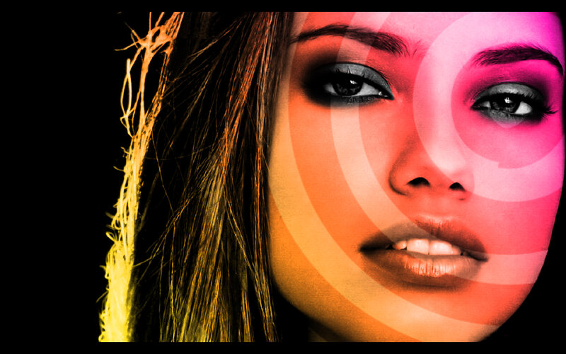 Woman's Face with Colorful Overlay — Pink