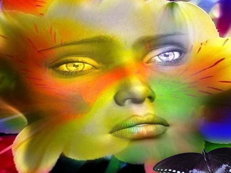 Woman's Face with Colorful Overlay