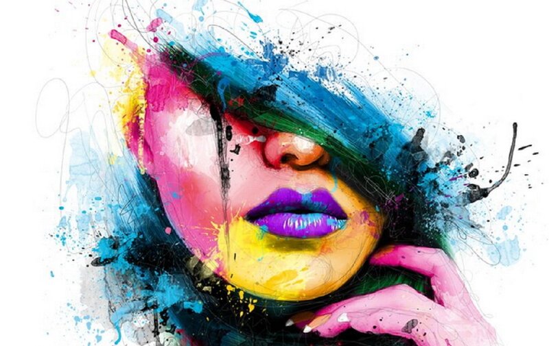 Woman's Face with Colorful Paint
