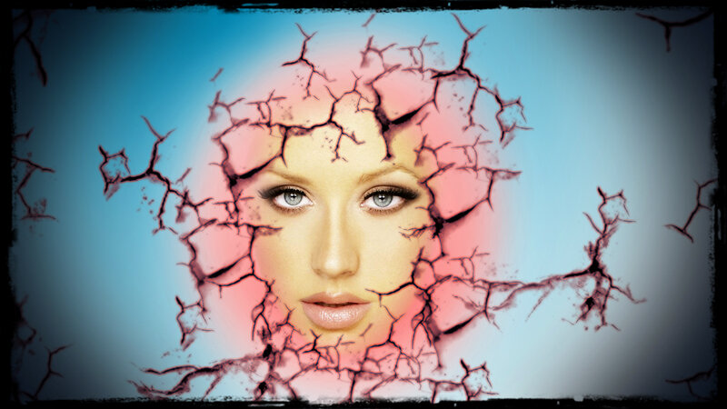 Woman's Face with Cracks — Blue