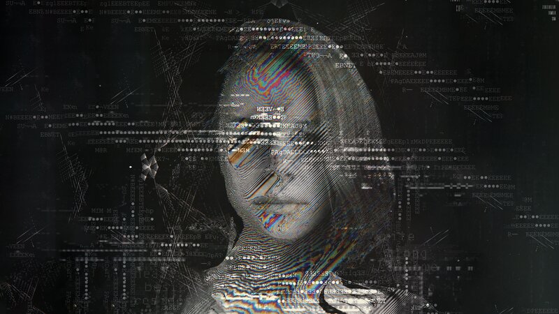 Woman's Face with Digital Effects — Black