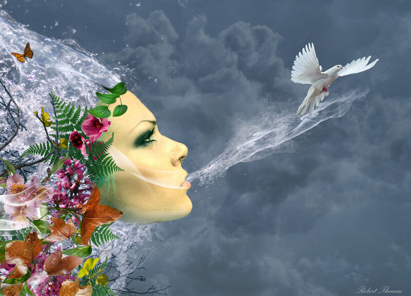 Woman's Face with Dove