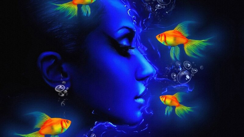 Woman's Face with Fish