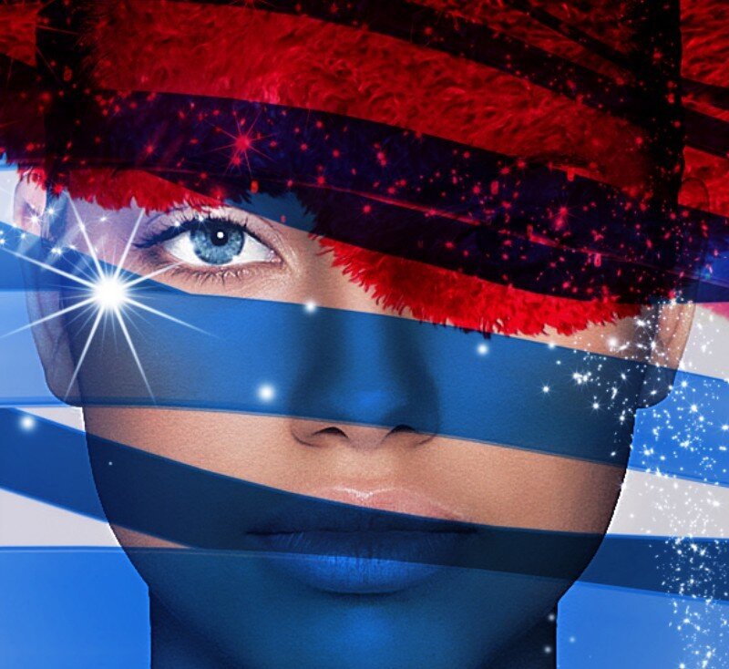 Woman's Face with Flag Overlay