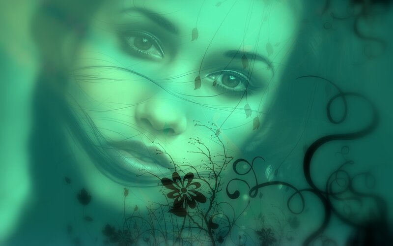 Woman's Face with Floral Elements