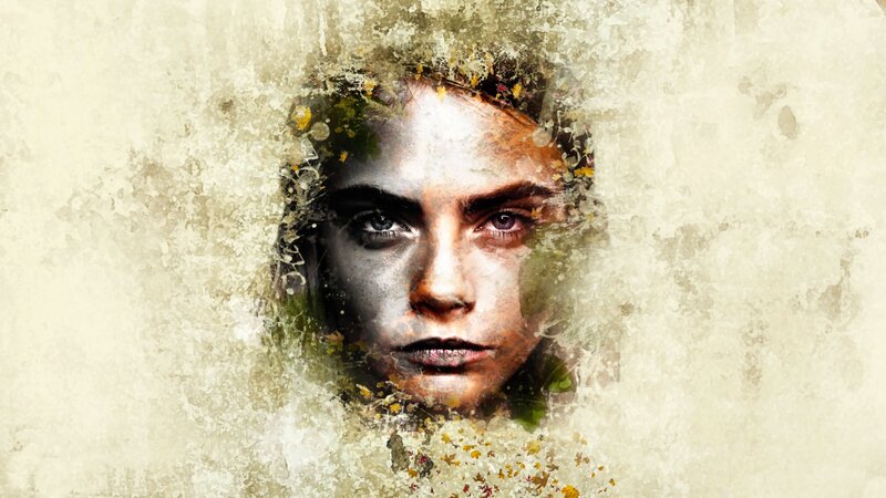 Woman's Face with Flowers — Beige