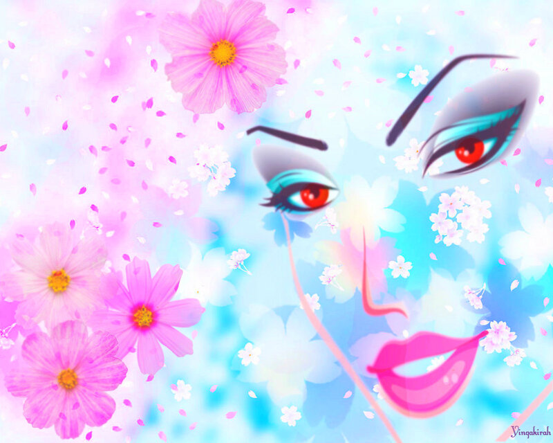 Woman's Face with Flowers — Pink, Dreamy, Spring