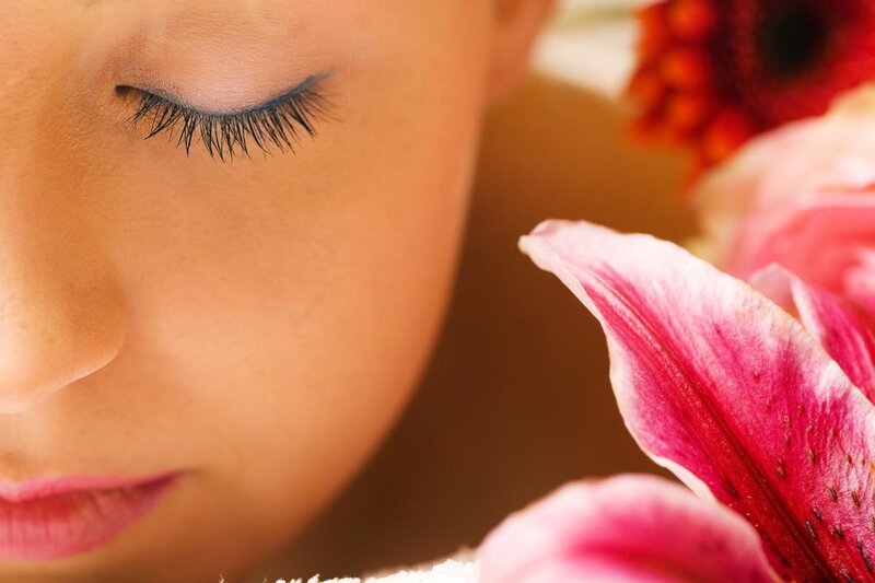 Woman's Face with Flowers — Pink