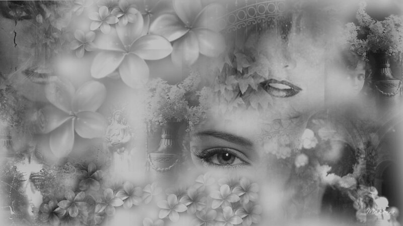 woman's face with flowers