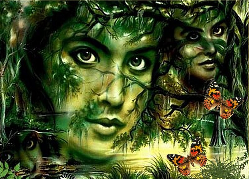Woman's Face with Foliage