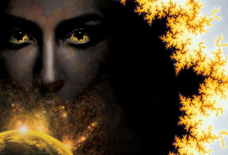 Woman's Face with Fractal Background