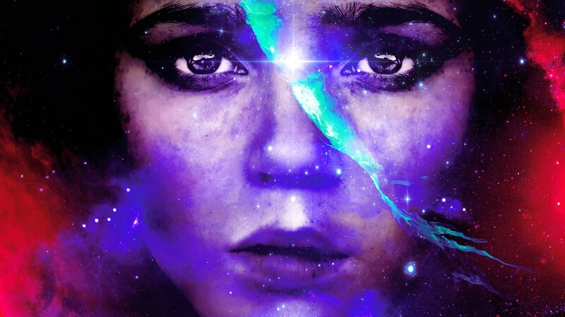 Woman's Face with Galaxy — Purple, Dramatic