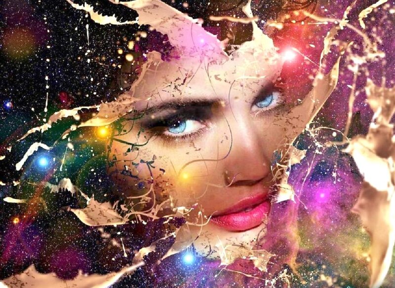 Woman's Face with Galaxy — Purple