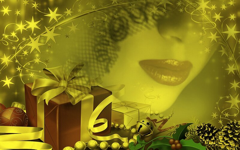Woman's Face with Gifts